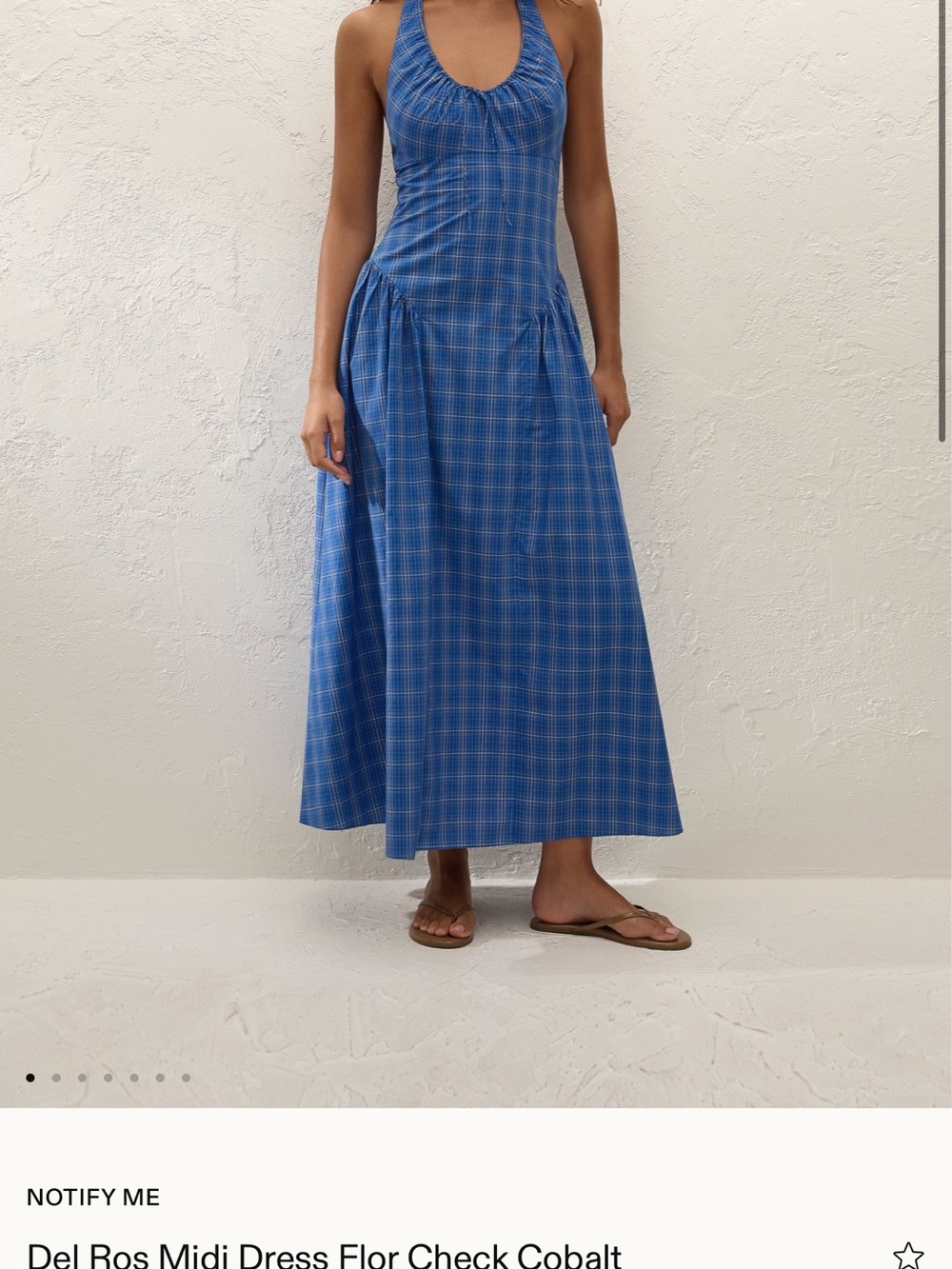 Faithfull the Brand Blue Plaid Halterneck Midi Skirt - Picture 2 of 6